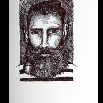 ink illustration bearded man