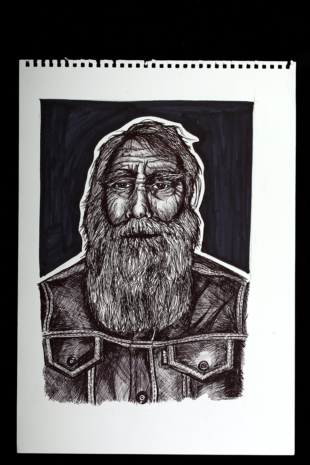Ink illustration bearded man