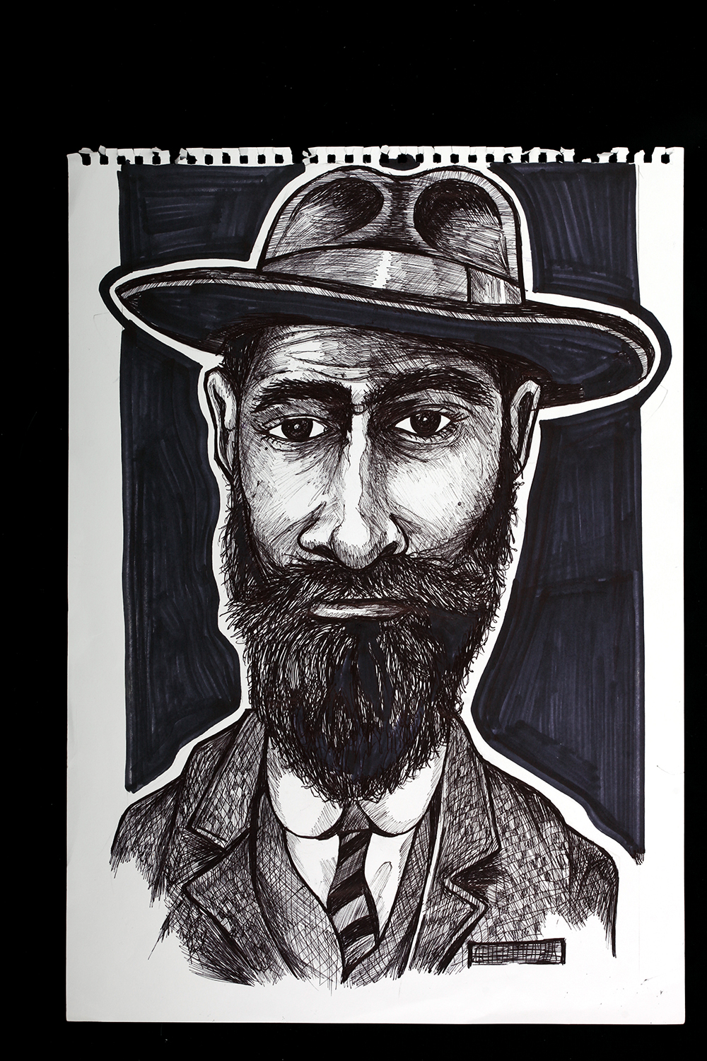 Ink illustration bearded man