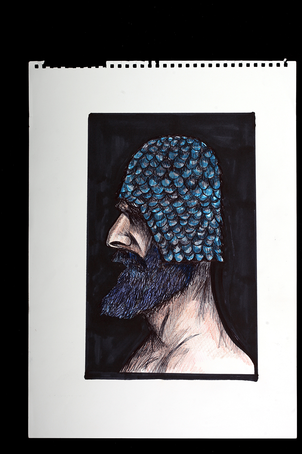 Colour sketch bearded man