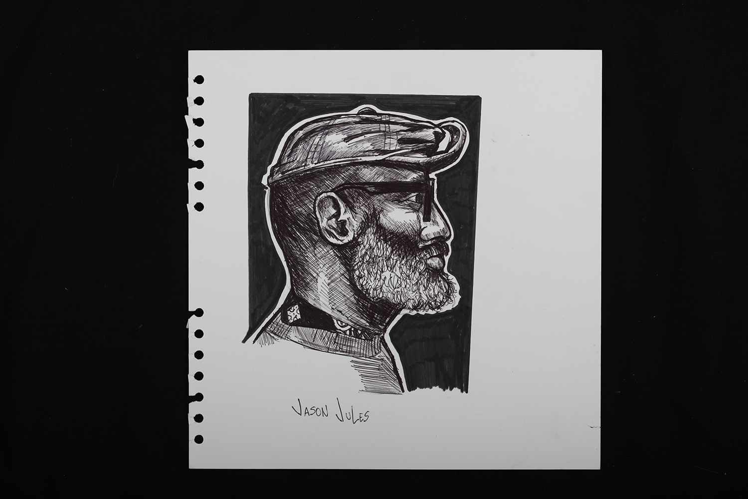 Ink illustration of Jason Jules