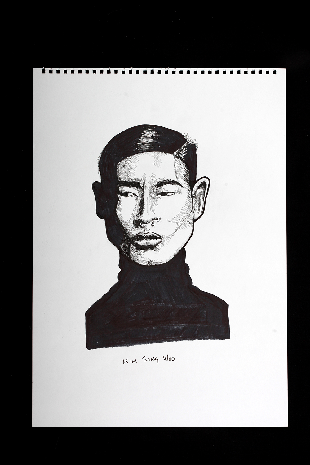 Ink illustration of Sang Woo Kim