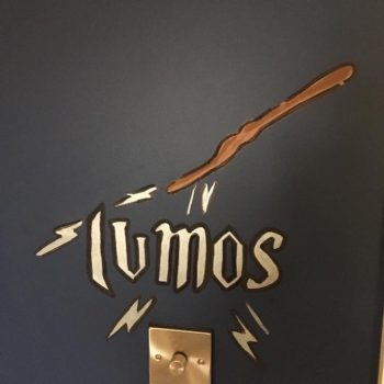 Harry Potter themed mural light switch detail