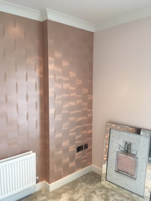 Peach rose gold wall effect