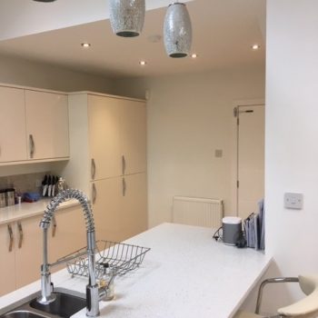 White kitchen with island